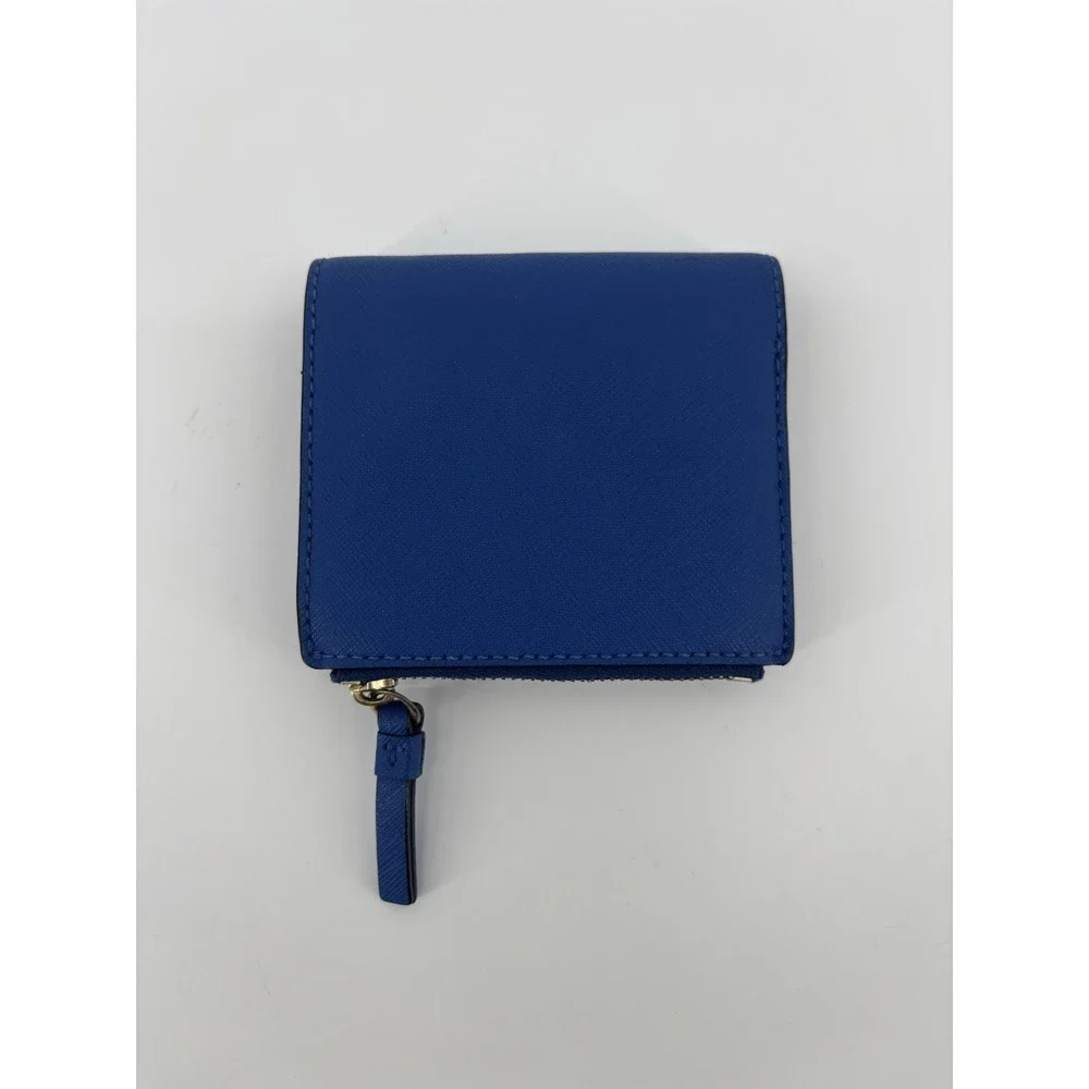 Tory Burch Robinson Mini Wallet Blue Saffiano Leather AUTHENTIC